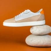 Product pair of orange and white  shoes four